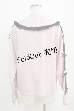 画像3: DearMyLove / レースちら見せ袖の丸襟リボンブラウス L ピンク H-26-01-23-035-EL-BL-NS-ZH