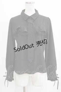 画像1: axes femme POETIQUE / ２ＷＡＹストライプタイ付ブラウス M ブラック H-26-01-23-038-AX-BL-KB-ZH