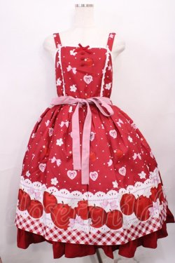 画像1: Chalmiere / スウィーティアップルジャンパースカート M レッド H-26-01-23-1003-LO-OP-NS-ZH