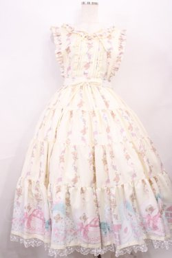 画像1: Angelic Pretty / 夢見るTiny Bearエプロン風ティアードスカート Free アイボリー H-26-01-23-1004-AP-OP-NS-ZH