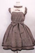 axes femme POETIQUE / バラ刺繍入りチェックワンピース M ブラウン H-26-01-23-1016-AX-OP-NS-ZH