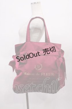 画像1: Maison de FLEUR / ダブルリボントートバッグ  ワイン H-26-01-23-1031-LO-BG-NS-ZH