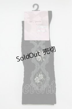 画像1: m petit by misako / ECAMOVKバラレースソックス  ブラック H-26-01-23-062-LO-ZA-NS-ZH
