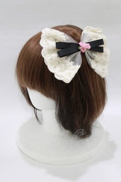 画像1: m petit by misako / リボンバレッタ  生成り H-26-01-23-071-LO-AC-NS-ZH