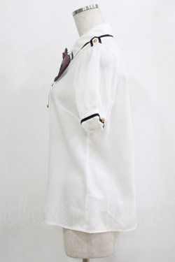 画像2: Amavel / Romantique Emblemチェックリボン&ネクタイブラウス Free オフ/パープル H-26-01-23-082-CA-BL-NS-ZH