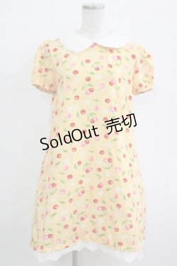 画像1: Heart E / ギンガムチェリーワンピース Free イエロー H-26-01-23-083-LO-OP-NS-ZH