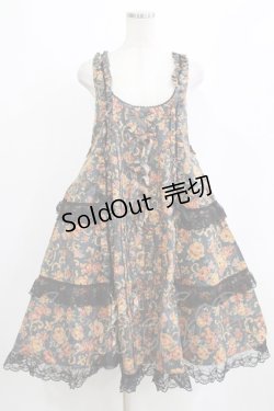 画像1: metamorphose / ゴブラン風くまちゃんフロントボタンリボンジャンパースカート サイズ1 ブラック H-26-01-23-012-ME-OP-NS-ZH