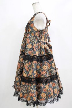 画像2: metamorphose / ゴブラン風くまちゃんフロントボタンリボンジャンパースカート サイズ1 ブラック H-26-01-23-012-ME-OP-NS-ZH