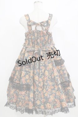 画像3: metamorphose / ゴブラン風くまちゃんフロントボタンリボンジャンパースカート サイズ1 ブラック H-26-01-23-012-ME-OP-NS-ZH