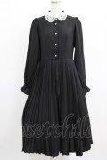 m petit by misako / AM*レースエリプリーツワンピース L ブラック H-26-01-23-014-LO-OP-NS-ZH