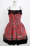 To Alice / ブラックキャットチェックジャンパースカート L レッド H-26-01-23-017-LO-OP-NS-ZH