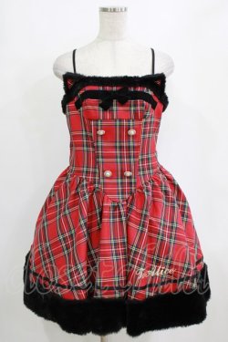 画像1: To Alice / ブラックキャットチェックジャンパースカート L レッド H-26-01-23-017-LO-OP-NS-ZH