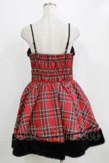 画像3: To Alice / ブラックキャットチェックジャンパースカート L レッド H-26-01-23-017-LO-OP-NS-ZH (3)