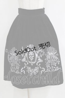 画像1: Victorian maiden / バラと小鳥の別珍スカート Free ブラック H-26-01-24-029-CL-SK-NS-ZH