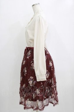 画像2: axes femme / マーガレット柄ハイネックワンピース M ワイン H-26-01-24-033-AX-OP-NS-ZH