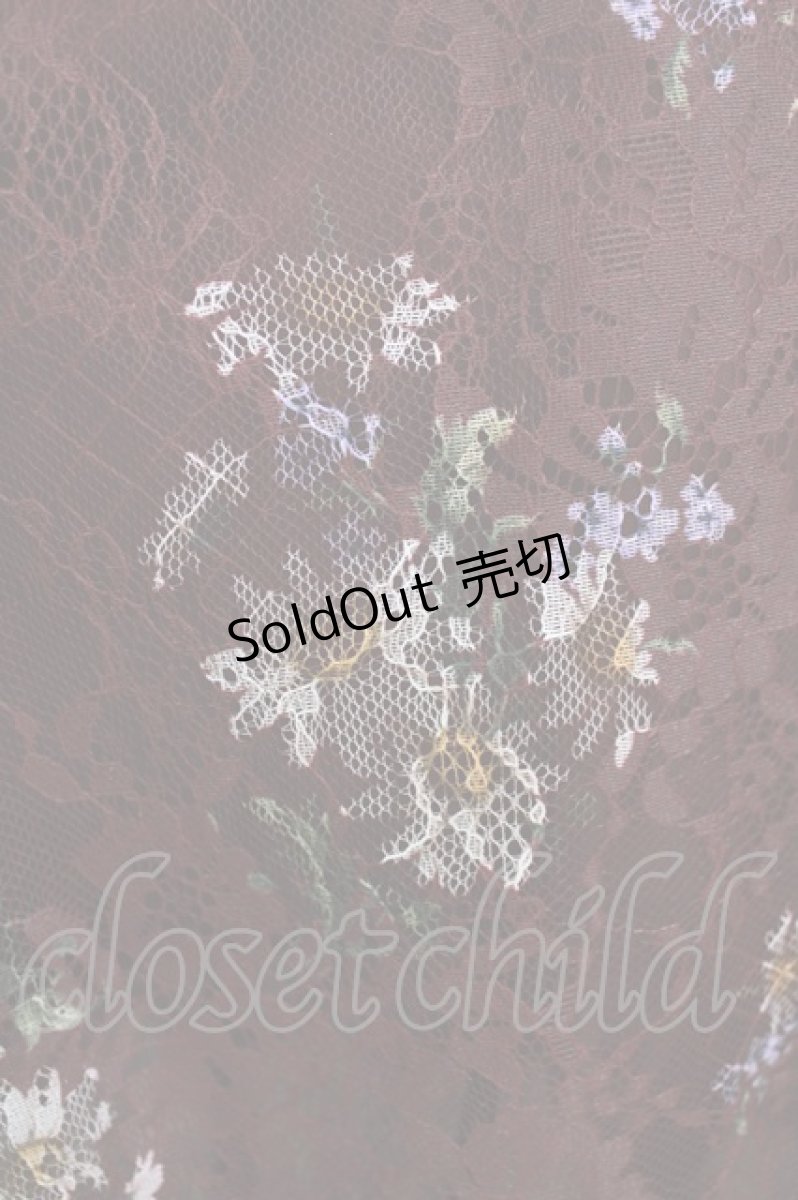 画像4: axes femme / マーガレット柄ハイネックワンピース M ワイン H-26-01-24-033-AX-OP-NS-ZH (4)