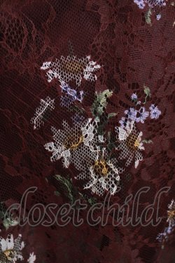 画像4: axes femme / マーガレット柄ハイネックワンピース M ワイン H-26-01-24-033-AX-OP-NS-ZH