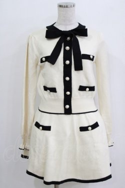 画像1: Ank Rouge / バイカラーリボンタイニット+スカート M オフ H-26-01-24-035-CA-OP-NS-ZH