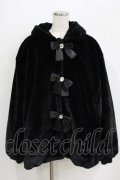 Ank Rouge / リボンうさみみファーコート M ブラック H-26-01-24-038-CA-CO-NS-ZH