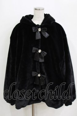 画像1: Ank Rouge / リボンうさみみファーコート M ブラック H-26-01-24-038-CA-CO-NS-ZH