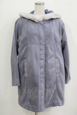 画像1: axes femme / フード付スエードロングコート M ブルー H-26-01-24-039-AX-CO-NS-ZH