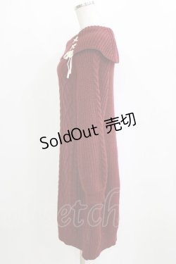 画像2: axes femme / Ｗ編み上げニットチュニック Free ワイン H-26-01-24-044-AX-OP-NS-ZH