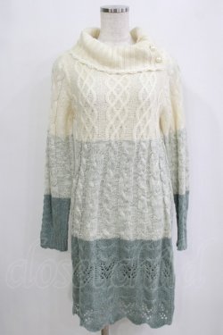 画像1: axes femme / グラデーションニットワンピース M グリーン H-26-01-24-045-AX-OP-NS-ZH