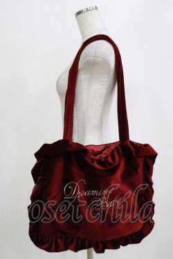 画像1: Ank Rouge / ベロアフリルトートバッグ  ワイン H-26-01-24-049-CA-BG-NS-ZH