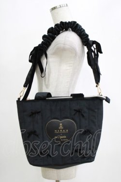 画像1: m petit by misako / ベロアリボンバッグ  ブラック H-26-01-24-055-LO-BG-NS-ZH