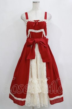 画像1: axes femme kawaii / ヴィンテージシフォンジャンパースカート M レッド H-26-01-24-015-AX-OP-NS-ZH