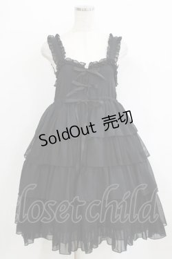 画像1: metamorphose / ハイウエスト4段フリルジャンパースカート (ドットチュール) Free ブラック H-26-01-24-020-ME-OP-NS-ZH