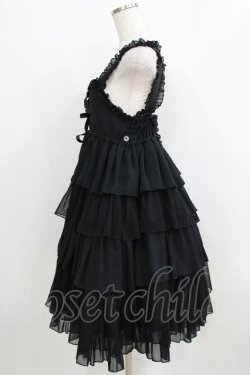 画像2: metamorphose / ハイウエスト4段フリルジャンパースカート (ドットチュール) Free ブラック H-26-01-24-020-ME-OP-NS-ZH