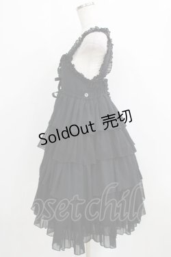 画像2: metamorphose / ハイウエスト4段フリルジャンパースカート (ドットチュール) Free ブラック H-26-01-24-020-ME-OP-NS-ZH