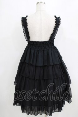 画像3: metamorphose / ハイウエスト4段フリルジャンパースカート (ドットチュール) Free ブラック H-26-01-24-020-ME-OP-NS-ZH