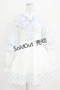 画像1: Jamieエーエヌケー / ブロックチェックフリルジャージワンピース M オフ/サックス H-26-01-24-022-PU-OP-NS-ZH