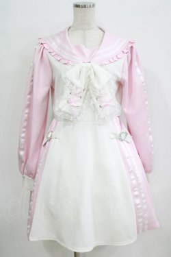 画像1: Ank Rouge / ジャージセーラーワンピース M オフ/ピンク H-26-01-24-023-CA-OP-NS-ZH