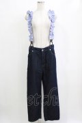 Jane Marple / Cotton Linen Denim Frill Suspenders Pants  ブルー H-26-01-25-026-JM-PA-KB-ZH