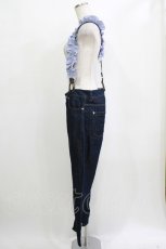 画像2: Jane Marple / Cotton Linen Denim Frill Suspenders Pants  ブルー H-26-01-25-026-JM-PA-KB-ZH (2)