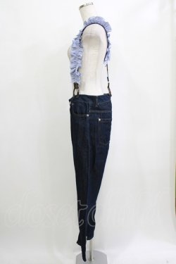 画像2: Jane Marple / Cotton Linen Denim Frill Suspenders Pants  ブルー H-26-01-25-026-JM-PA-KB-ZH