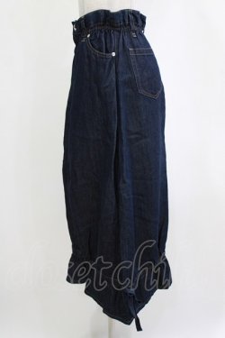 画像2: Jane Marple Dans Le Salon / Cotton Linen Denim Drawstring Skirt  ブルー H-26-01-25-029-JM-SK-KB-ZH