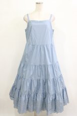画像1: Jane Marple Dans Le Salon / Typewriter lace tiered dress  ブルー H-26-01-25-004-JM-OP-KB-ZH (1)