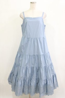 画像1: Jane Marple Dans Le Salon / Typewriter lace tiered dress  ブルー H-26-01-25-004-JM-OP-KB-ZH