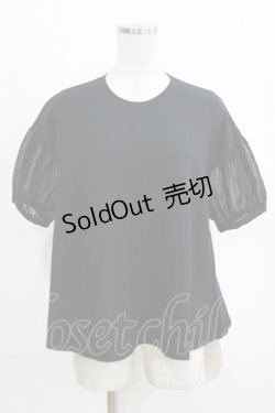 画像1: Jane Marple / Sheer Puffy Sleeve Pullover  black×black H-26-01-25-034-JM-TO-KB-ZH