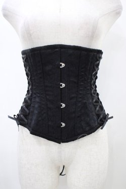 画像1: abilletage / ローズサテンミニコルセット 3 ブラック H-26-01-25-1006-GO-ZA-KB-ZH