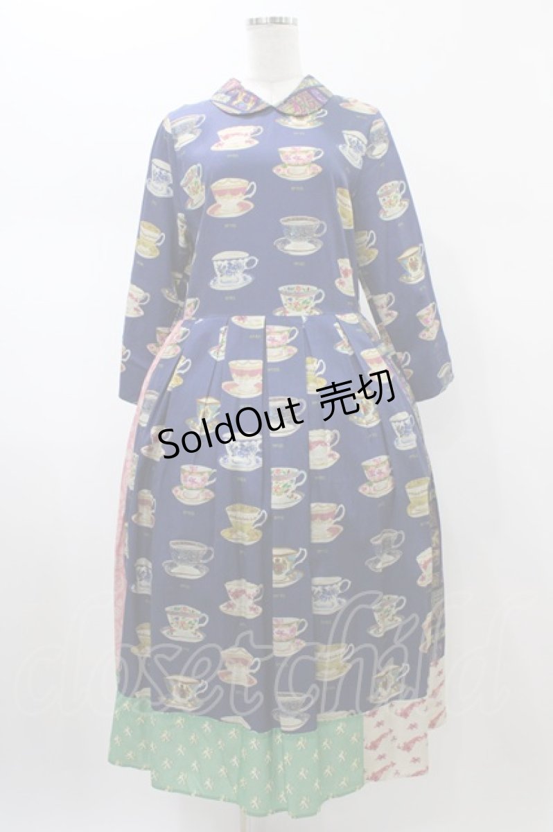 画像1: Jane Marple Dans Le Salon / Royal bone china patchwork dress  ブルーミックス H-26-01-25-1030-JM-OP-KB-ZH (1)