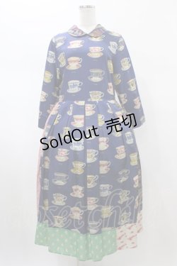 画像1: Jane Marple Dans Le Salon / Royal bone china patchwork dress  ブルーミックス H-26-01-25-1030-JM-OP-KB-ZH