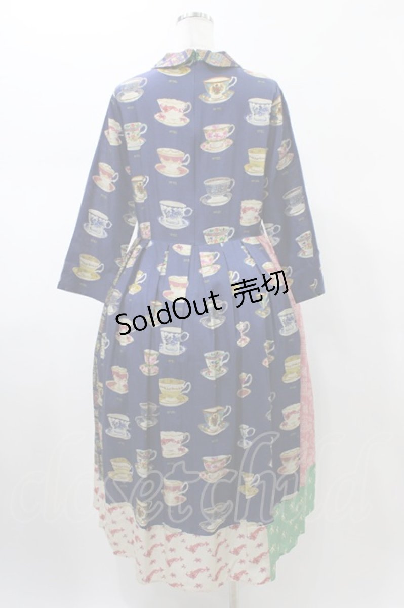 画像2: Jane Marple Dans Le Salon / Royal bone china patchwork dress  ブルーミックス H-26-01-25-1030-JM-OP-KB-ZH (2)