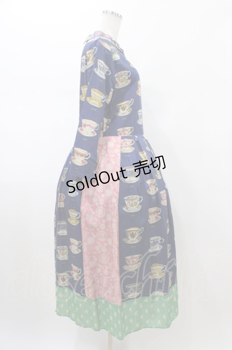 画像3: Jane Marple Dans Le Salon / Royal bone china patchwork dress  ブルーミックス H-26-01-25-1030-JM-OP-KB-ZH (3)