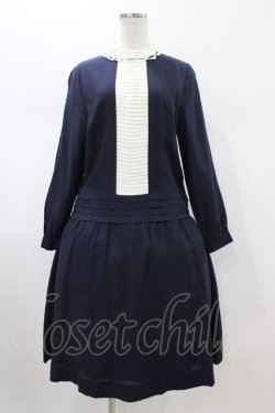 画像1: Jane Marple / ボイルとシフォンのコレットドレス  ネイビー H-26-01-25-1031-JM-OP-KB-ZH