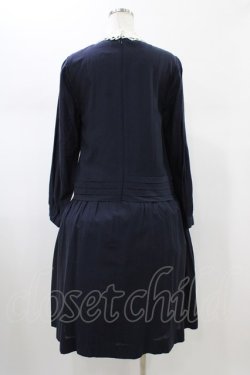 画像2: Jane Marple / ボイルとシフォンのコレットドレス  ネイビー H-26-01-25-1031-JM-OP-KB-ZH